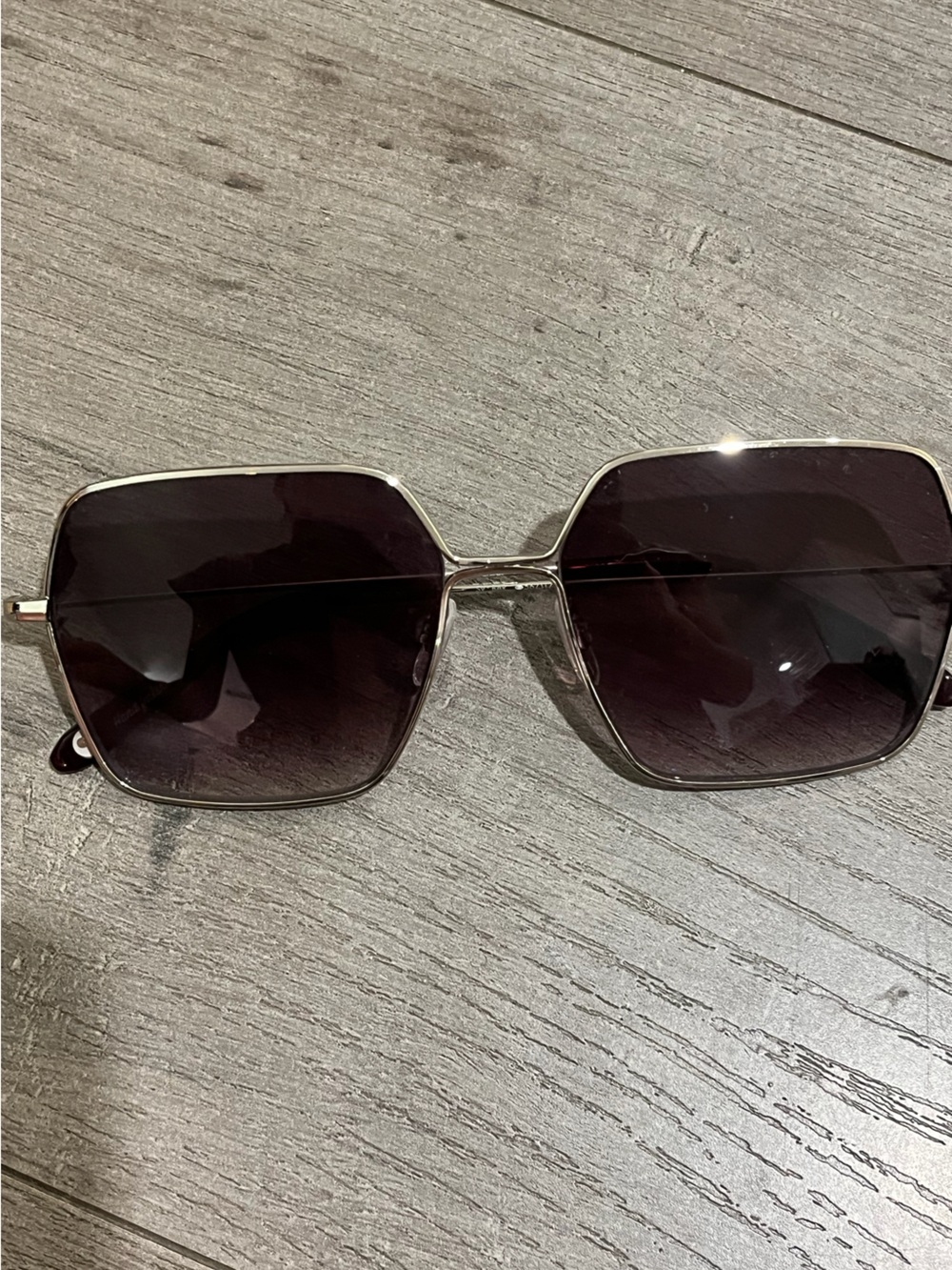 Garett Leight Women’s Square Gradient Sunglasses - Silver Frame, Dark Gray Lense